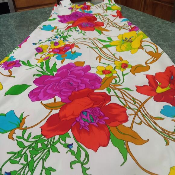 Vintage 1970s Swirl Inc Bright Summer Neon Floral Maxi Dress Large Retro Groovy - Picture 3 of 16